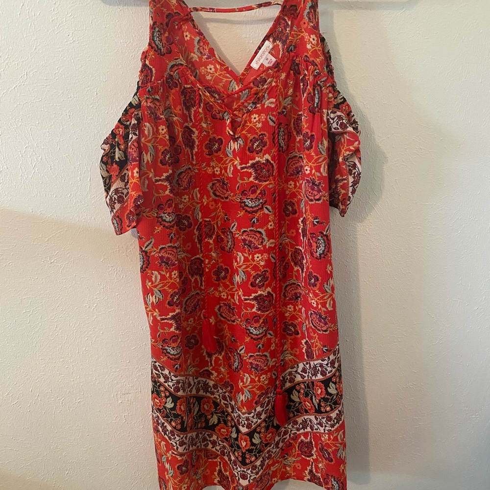 Red floral summer dress